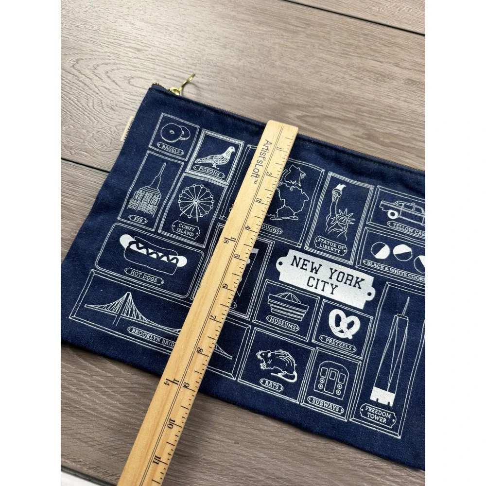 Maptote Unisex Pouch New York City Icon Graphic Denim Navy Blue OS